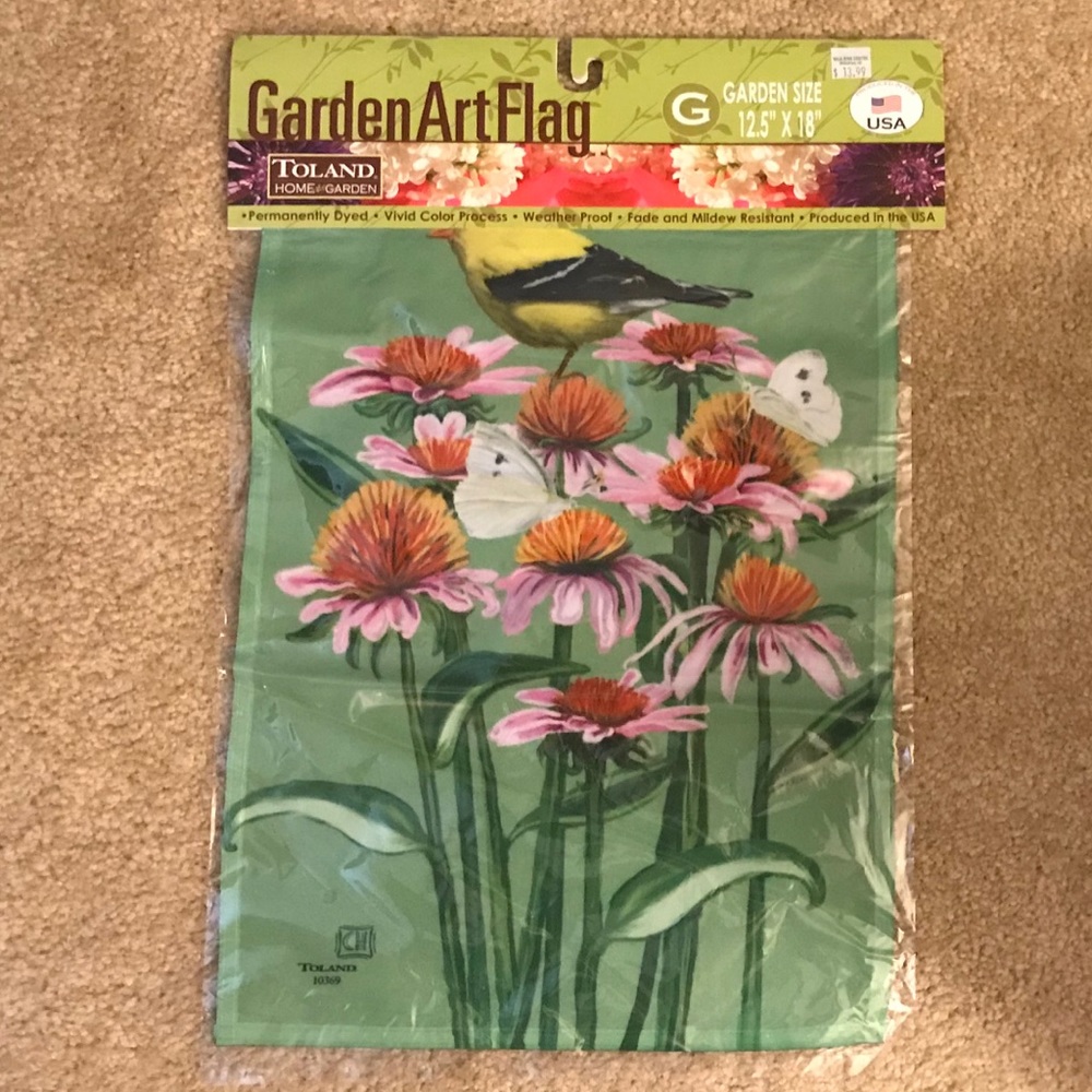 Goldfinch Bouquet Spring Garden Flag 12.5”x18”